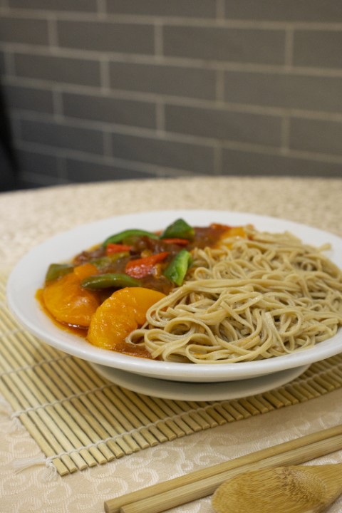 Bitter Buckwheat Noodles with Peach and Fungus