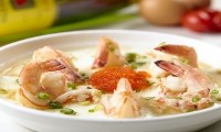 Steam Egg White with Fresh Prawns and Crab-roe