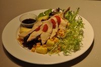 Poached Chicken Breast with Sweet Corn, Pineapple and Green Salad