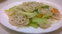 fried lotus root with celery and water chestnut